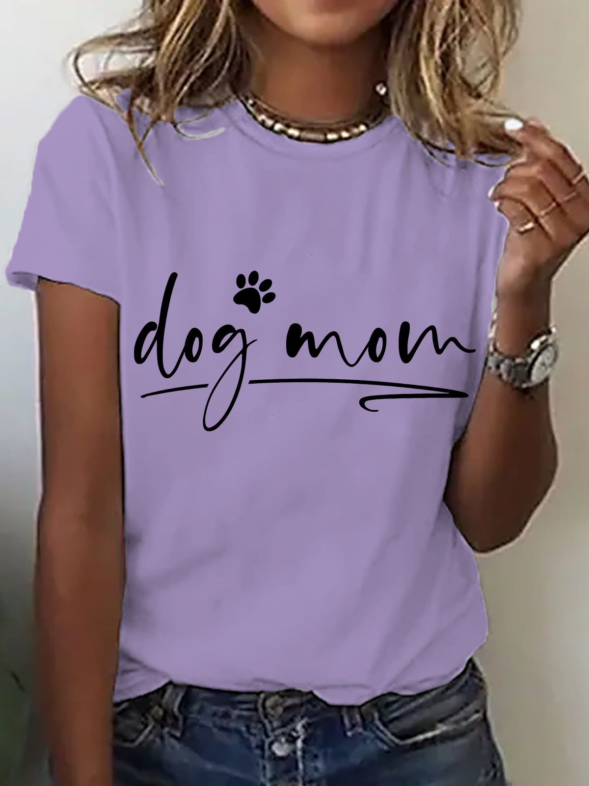 Women Text Letters Short Sleeve Tee T-shirt Crew Neck Casual Summer Top