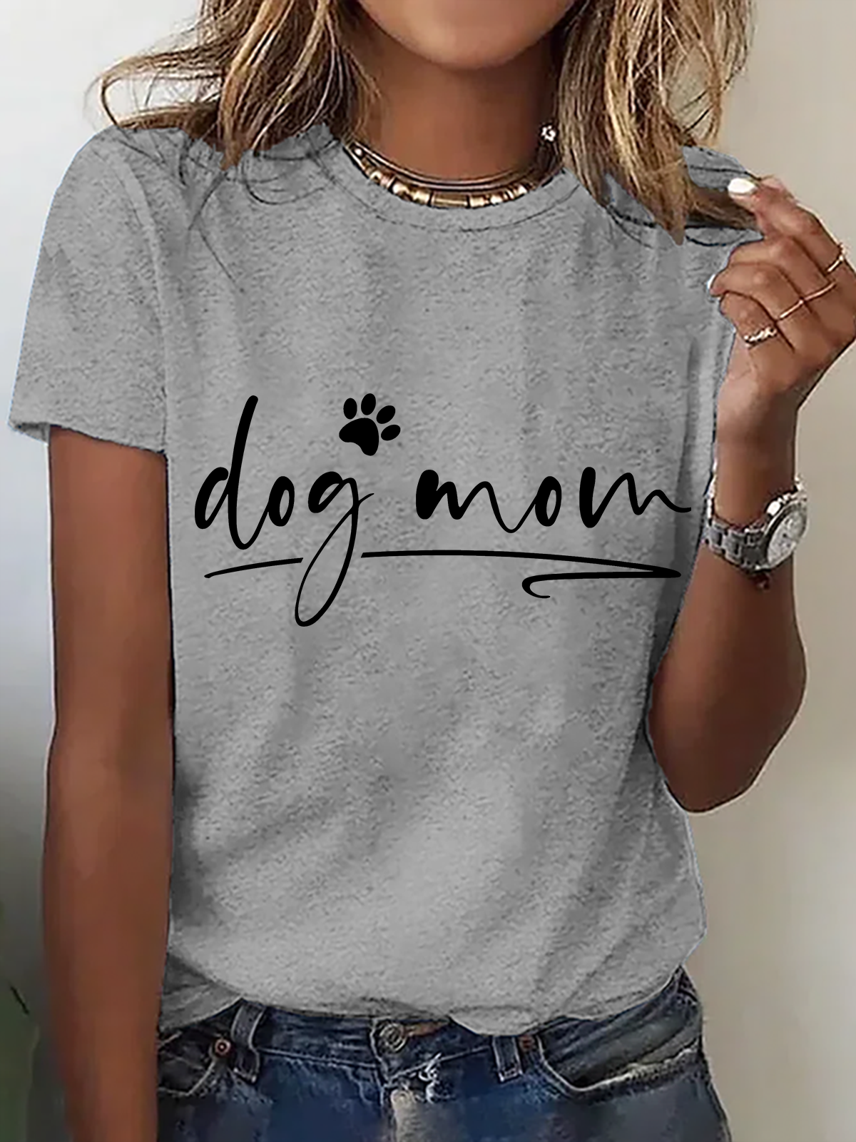 Women Text Letters Short Sleeve Tee T-shirt Crew Neck Casual Summer Top