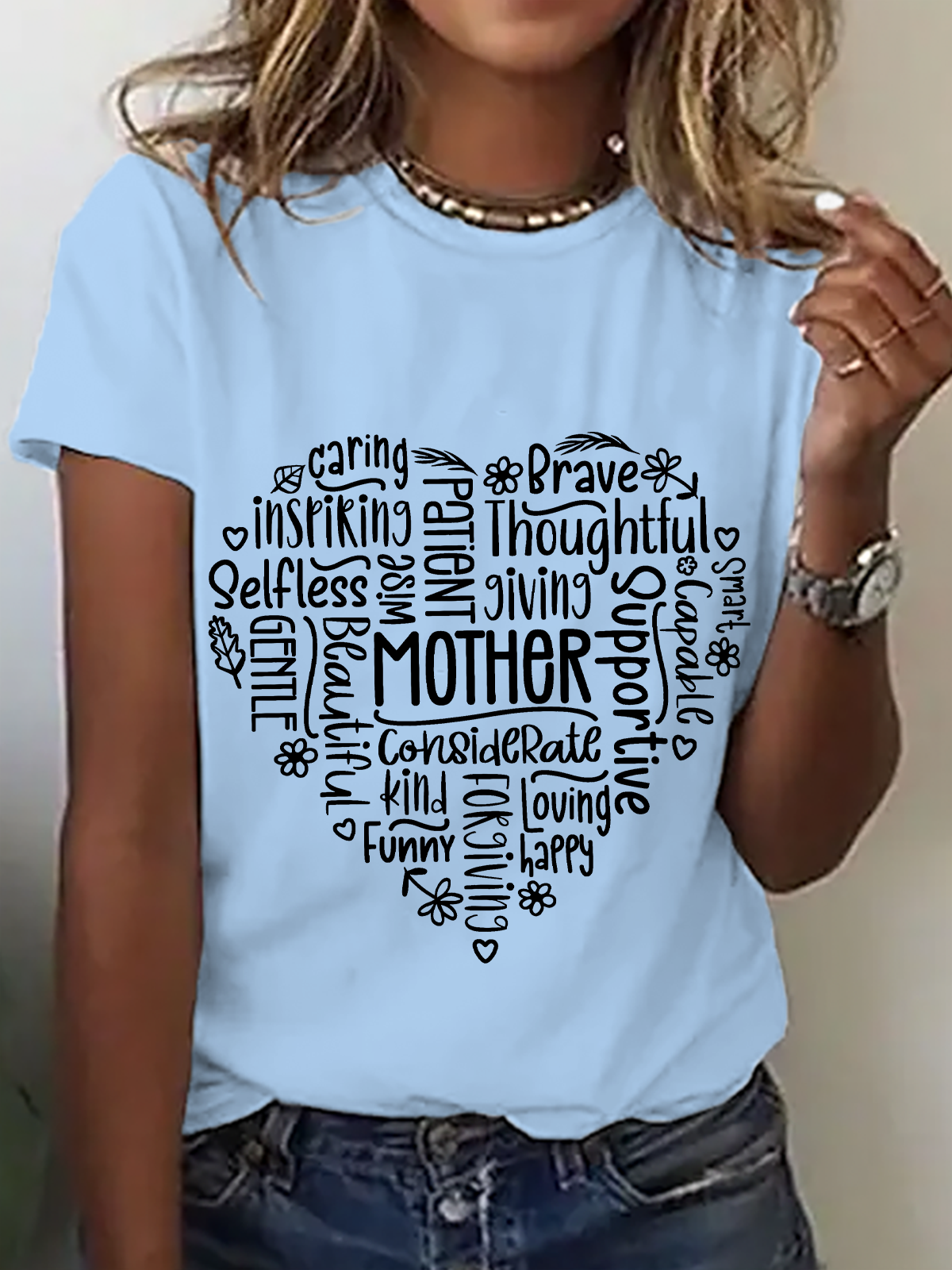Women's Text Letters Short Sleeve Tee T-shirt Crew Neck Casual Summer Top