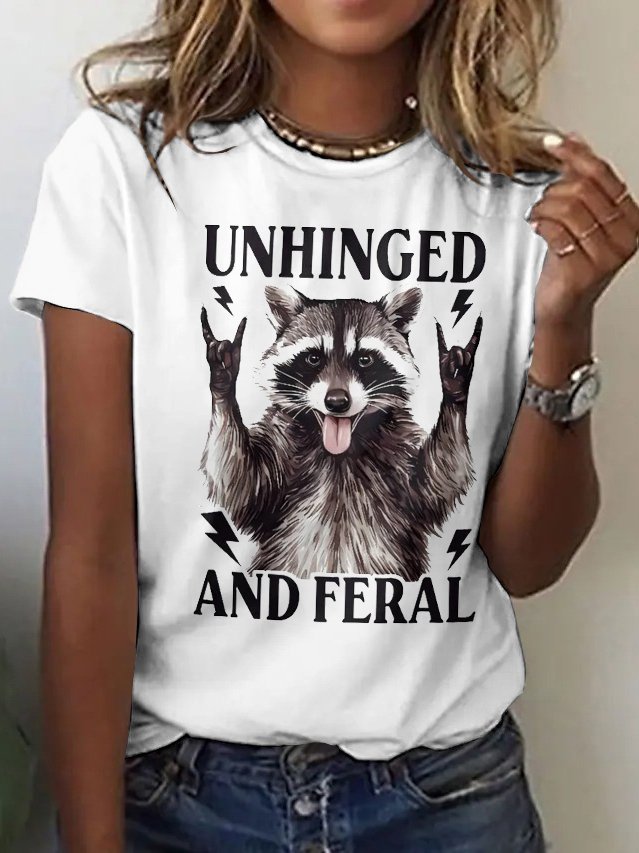 Women's Animal Short Sleeve Tee T-shirt Crew Neck Casual Summer Top