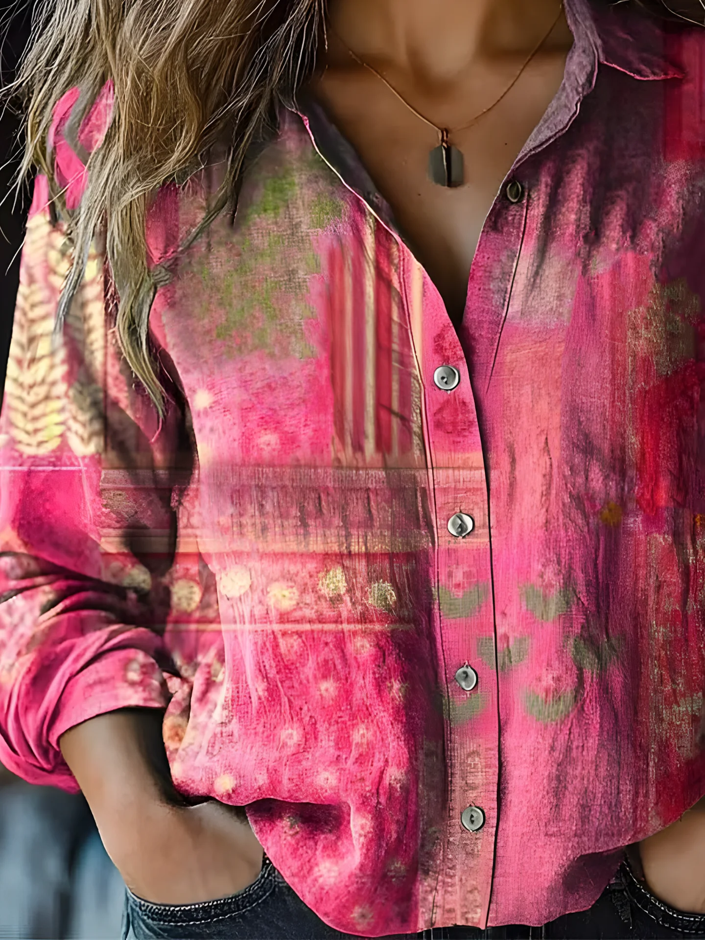 Women's Floral Long Sleeve Shirt Spring/Fall Shirt Collar Daily Vintage Top