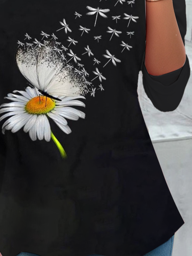 Women's Floral Long Sleeve Tee T-shirt Crew Neck Casual Spring/Fall Graphic Tee Top