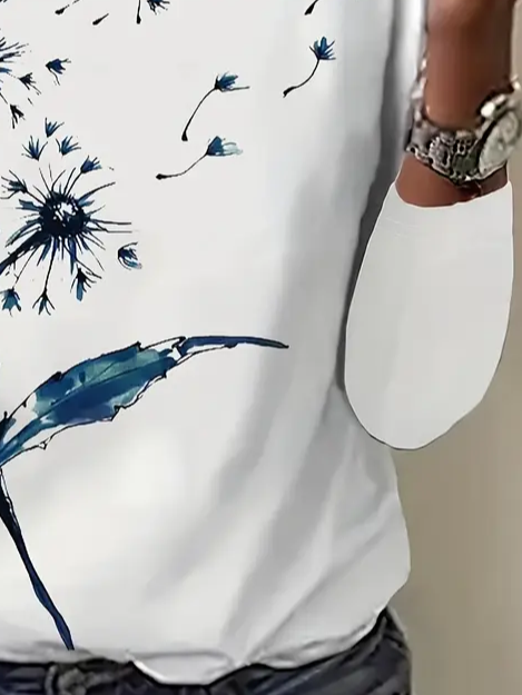 Women's Floral Long Sleeve Tee T-shirt Crew Neck Printing Casual Spring/Fall Graphic Tee Top