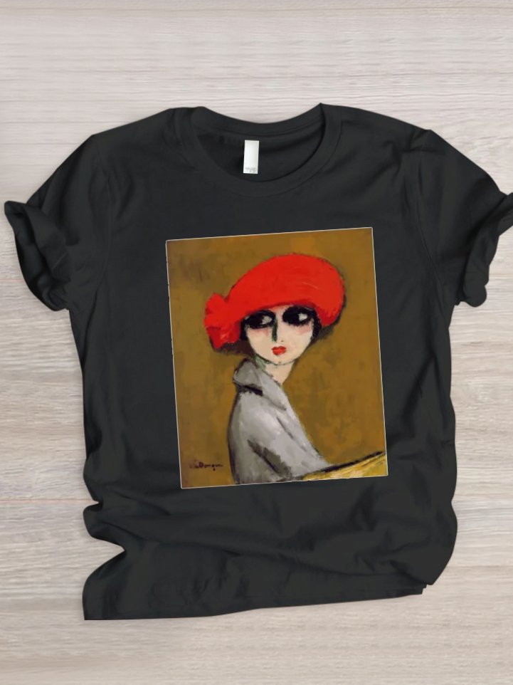 Women's Painting Short Sleeve Tee T-shirt Crew Neck Casual Summer Top