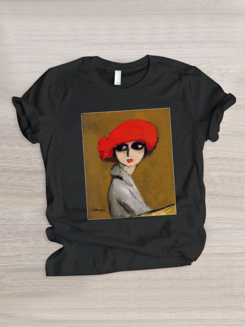 Women's Painting Short Sleeve Tee T-shirt Crew Neck Casual Summer Top