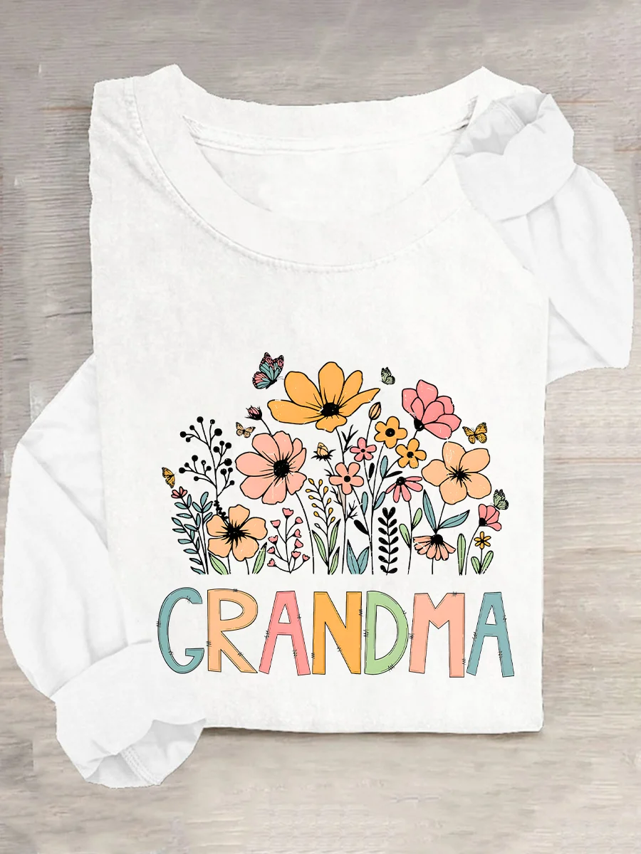 Women's Text Letters Long Sleeve Blouse_ Spring/Fall Crew Neck Daily Casual Top