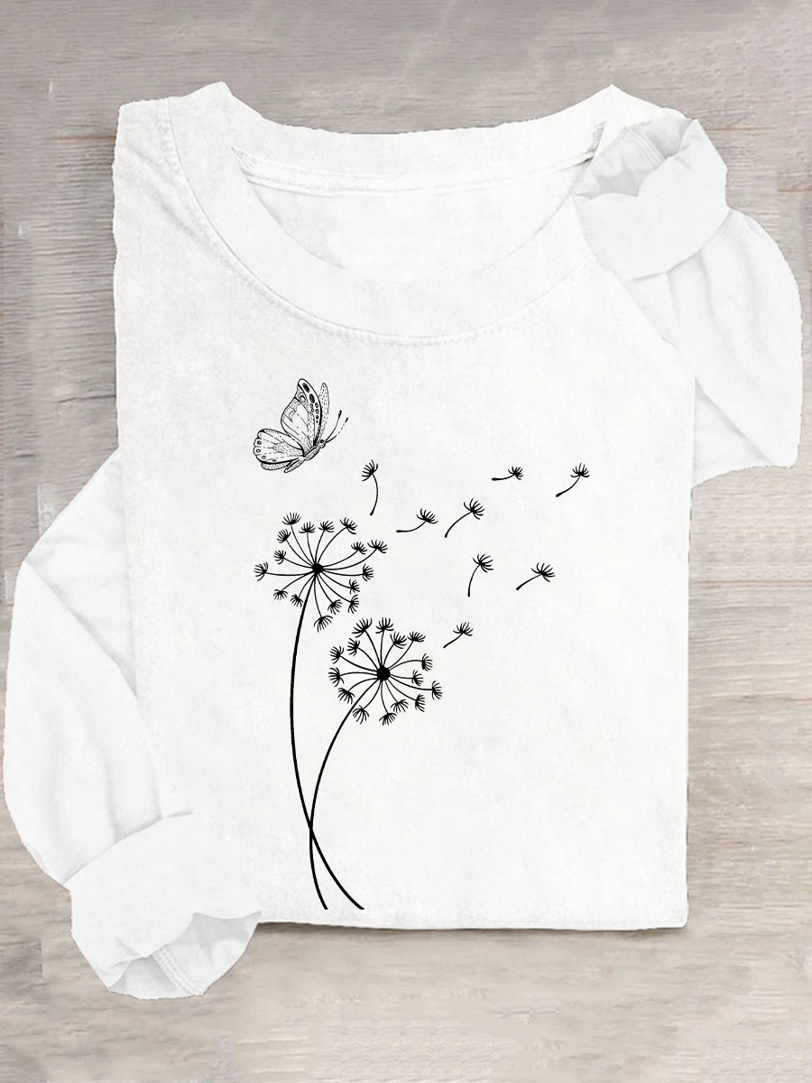 Women's Text Letters Long Sleeve Blouse_ Spring/Fall Crew Neck Daily Casual Top