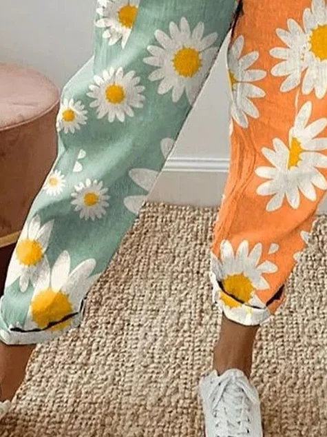 Women's Floral Ankle Pants Pant Casual Spring/Fall Trousers