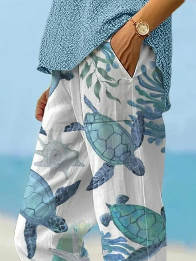 Women Animal Long Pants Casual Spring/Fall Trousers