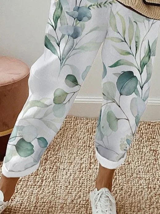 Women's Floral Ankle Pants Pant Casual Spring/Fall Trousers