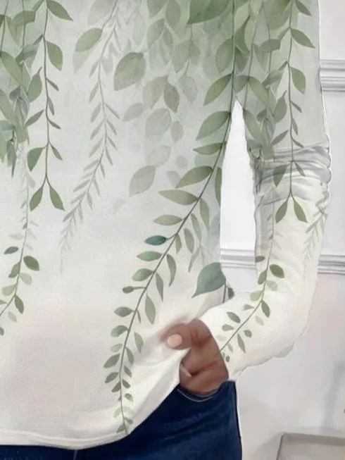 Women's Floral Long Sleeve Tee T-shirt Crew Neck Printing Casual Spring/Fall Top