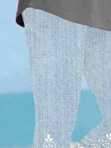 Women's Floral Capris Elastic Waist Pant Casual Summer Trousers