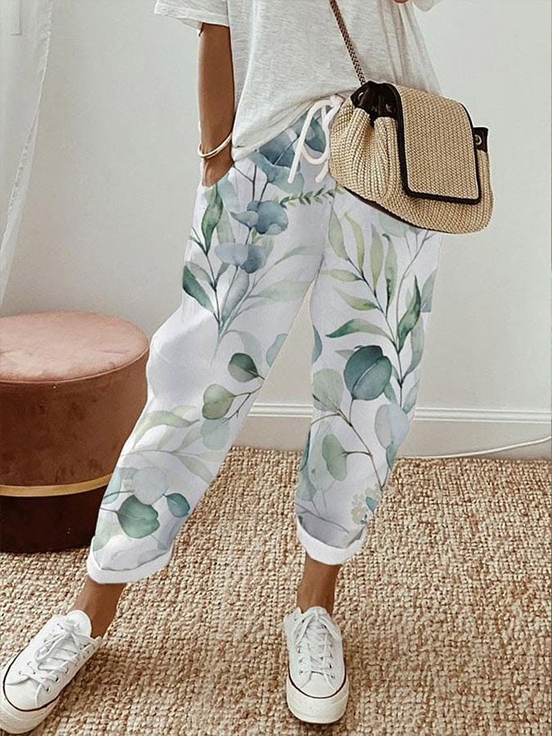 Women's Floral Ankle Pants Pant Casual Spring/Fall Trousers