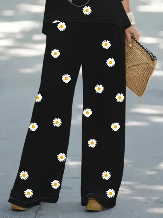 Women's Floral Printing Two-Piece Set Daily Long Sleeve Casual Spring/Fall Top With Pants Matching Set