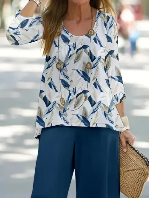 Women's Floral Printing Two-Piece Set Daily Long Sleeve Casual Spring/Fall Top With Pants Matching Set