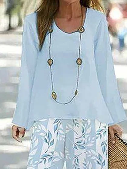 Women's Floral Printing Two-Piece Set Daily Long Sleeve Casual Spring/Fall Top With Pants Matching Set