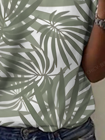 Women's Leaf Short Sleeve Tee T-shirt Crew Neck Casual Summer Top