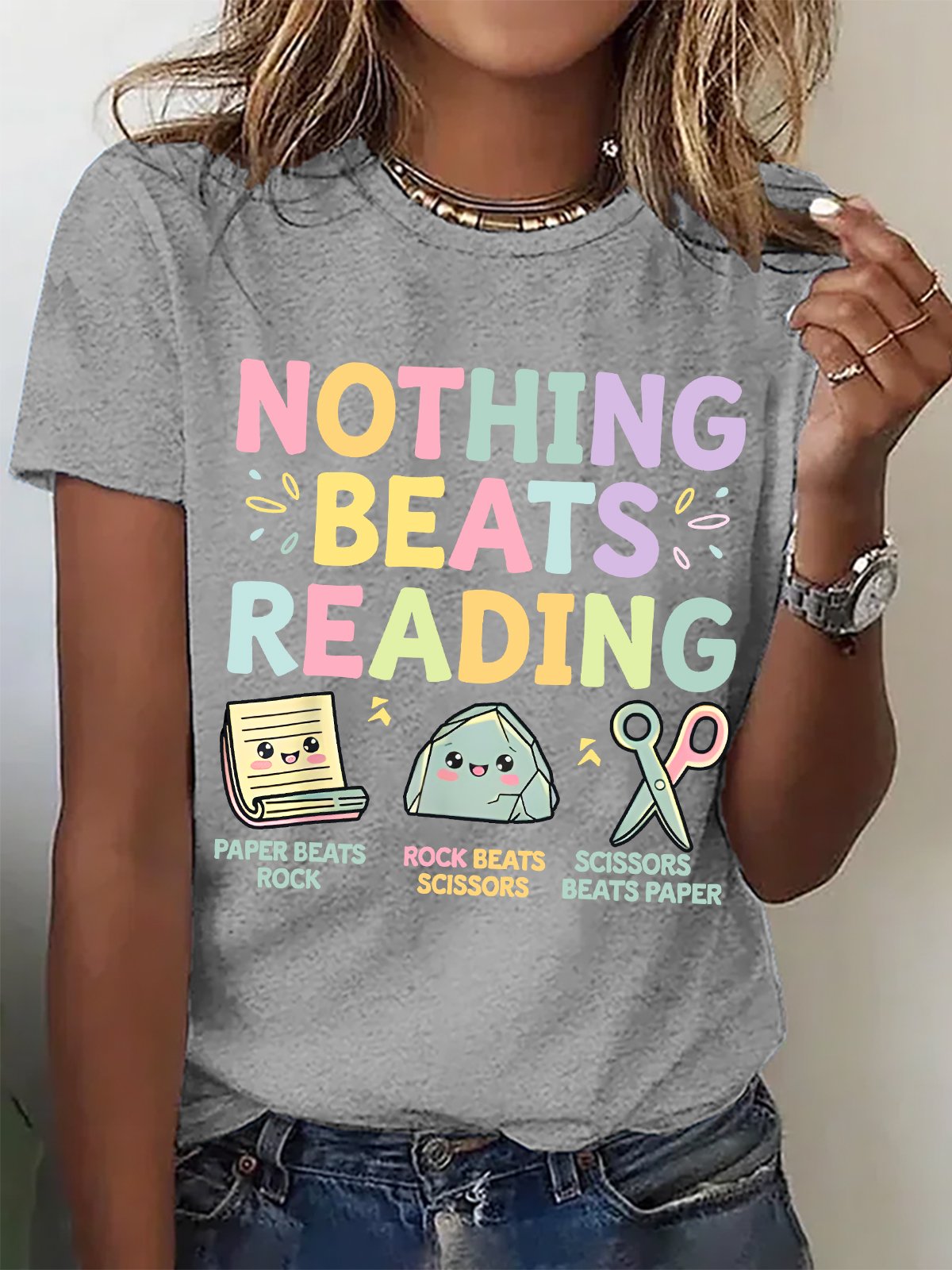 Women Text Letters Short Sleeve Tee T-shirt Crew Neck Casual Summer Top