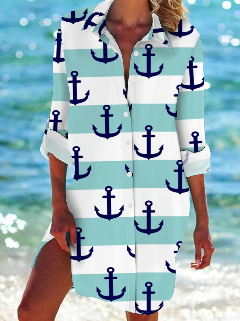 Women's Striped Long Sleeve Shirt Spring/Fall Printing Shirt Collar Daily Casual Top