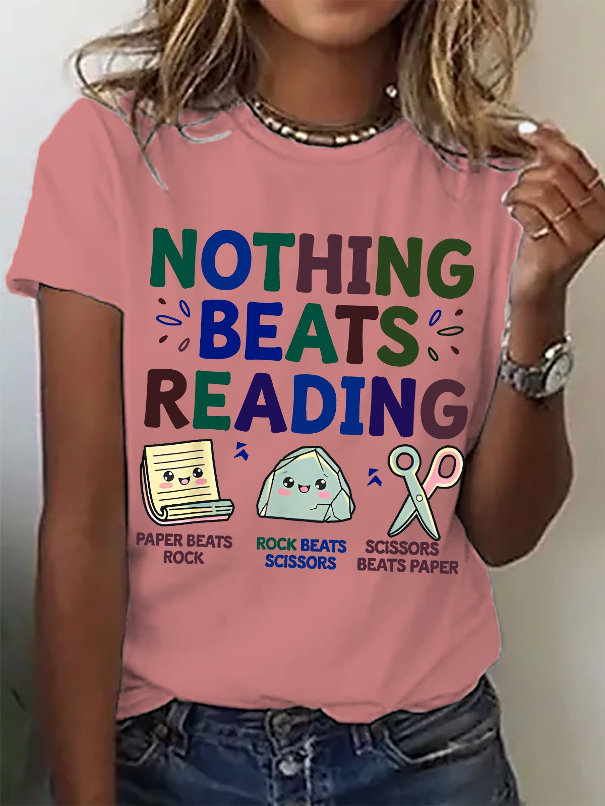 Women Text Letters Short Sleeve Tee T-shirt Crew Neck Casual Summer Top
