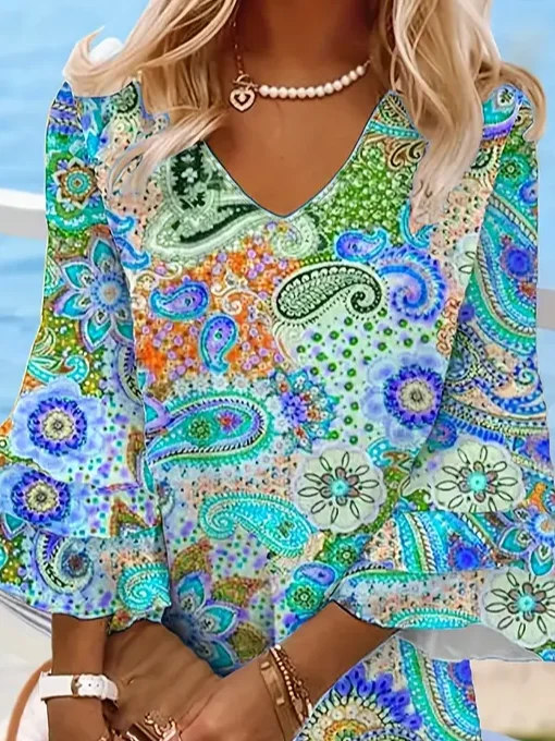 Women's Floral Half Sleeve Summer Printing Dress V Neck Daily Casual Midi Classic H-Line Dress