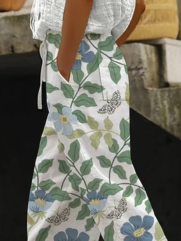 Women Floral Long Pant Casual Spring/Fall Trousers