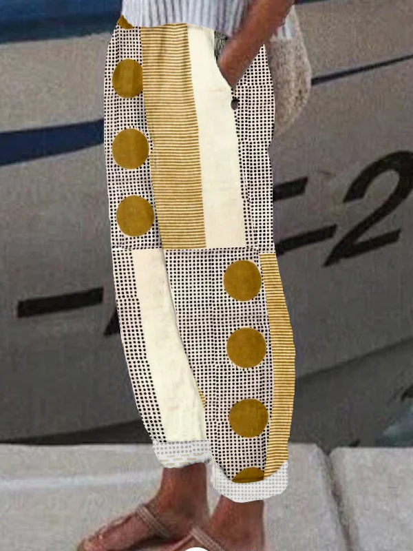 Women Geometric Long Pant Casual Spring/Fall Trousers