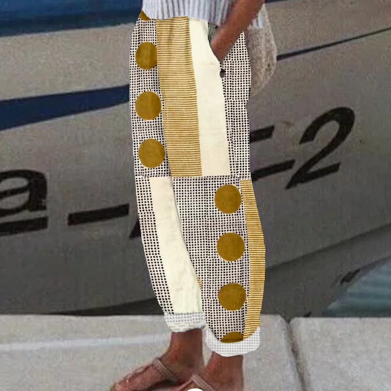 Women Geometric Long Pant Casual Spring/Fall Trousers