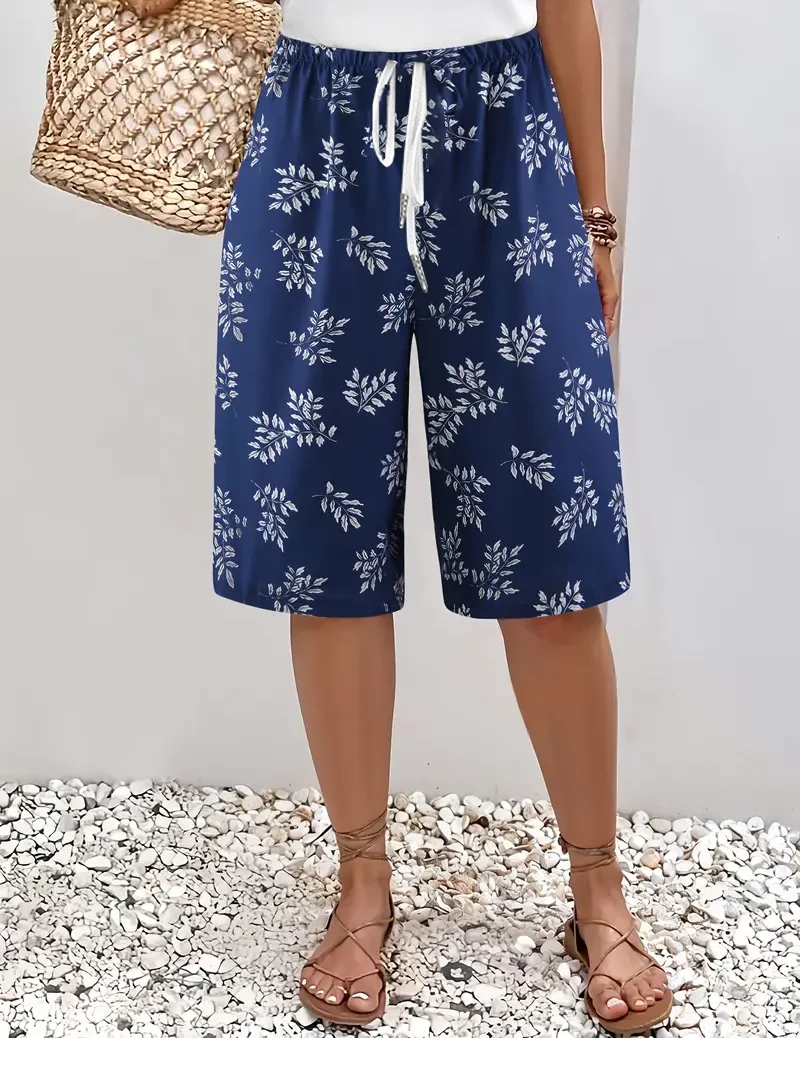 Women Floral Fifth Pants Pant Casual Summer Trousers