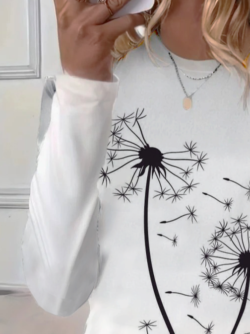 Women Floral Long Sleeve Tee T-shirt Crew Neck Printing Casual Spring/Fall Graphic Tee Top