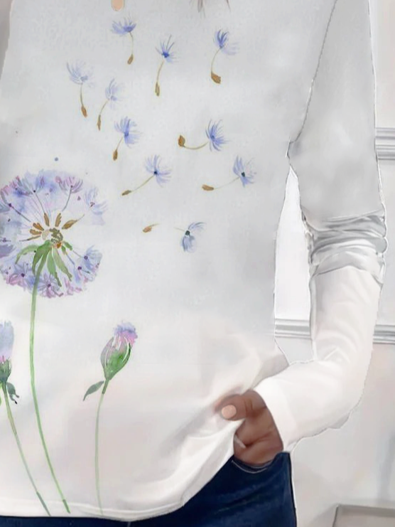 Women Floral Long Sleeve Tee T-shirt Crew Neck Printing Casual Spring/Fall Graphic Tee Top