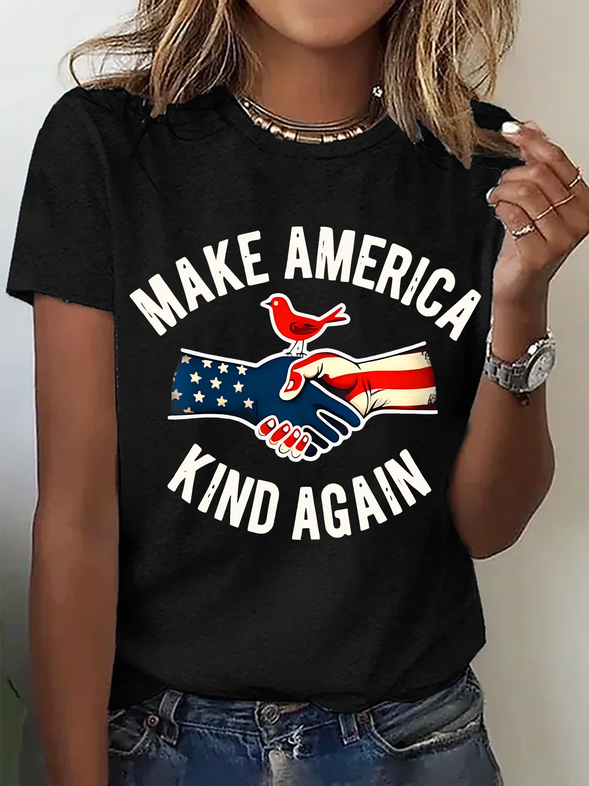 Women Text Letters Short Sleeve Tee T-shirt Crew Neck Casual Summer Top