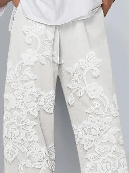 Women Floral Capris Pant Casual Summer Trousers