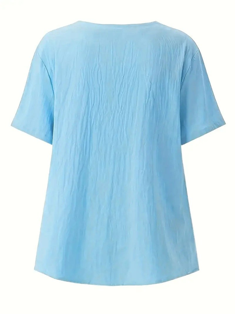 Women Dragonfly Half Sleeve Blouse Summer Crew Neck Daily Casual Top