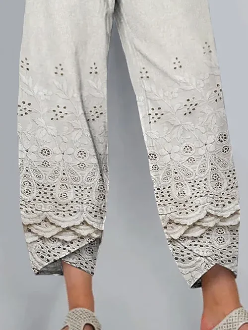 Women Floral Capris Pant Casual Summer Trousers