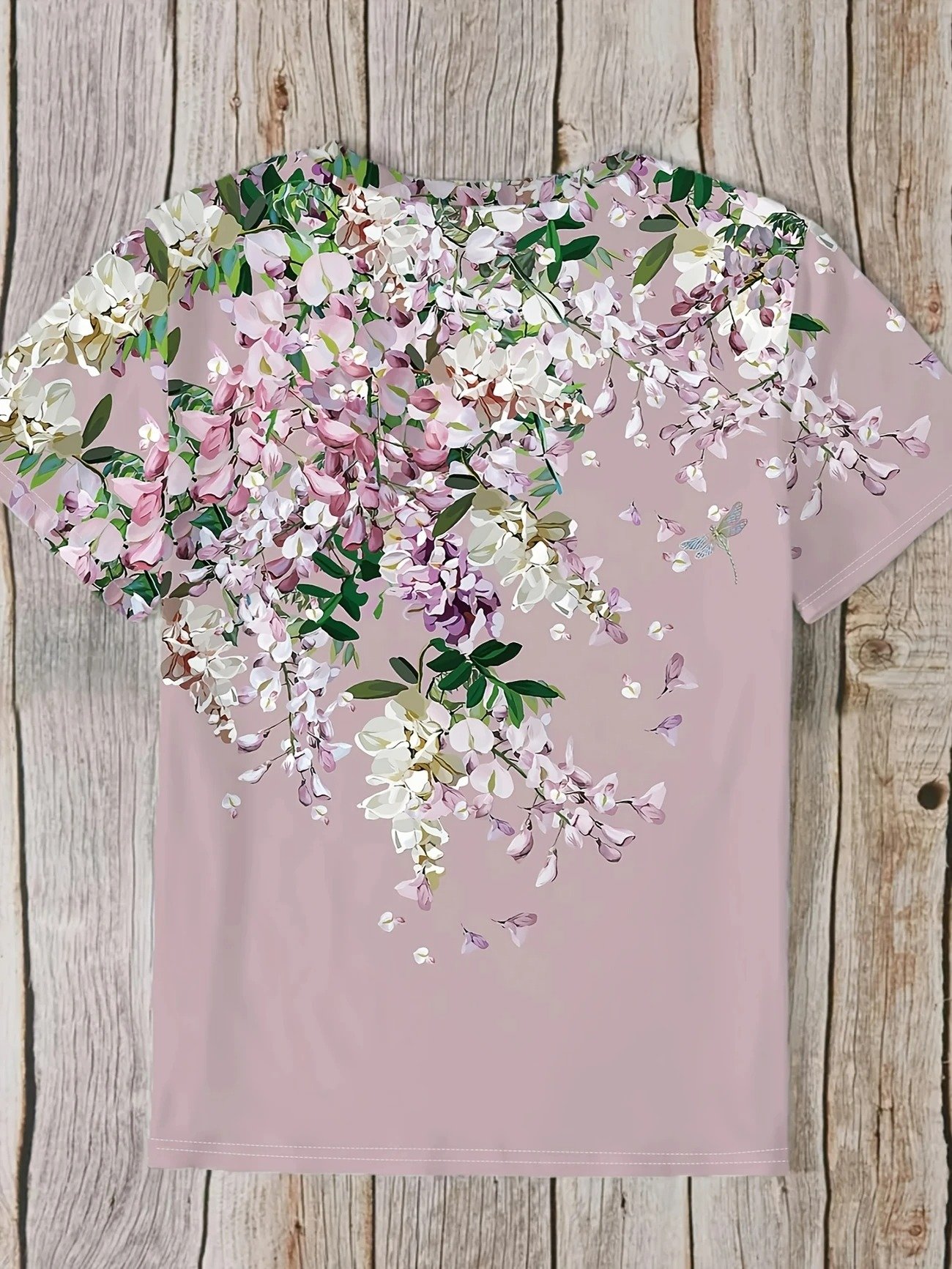 Women Floral Short Sleeve Tee T-shirt Crew Neck Casual Summer Top