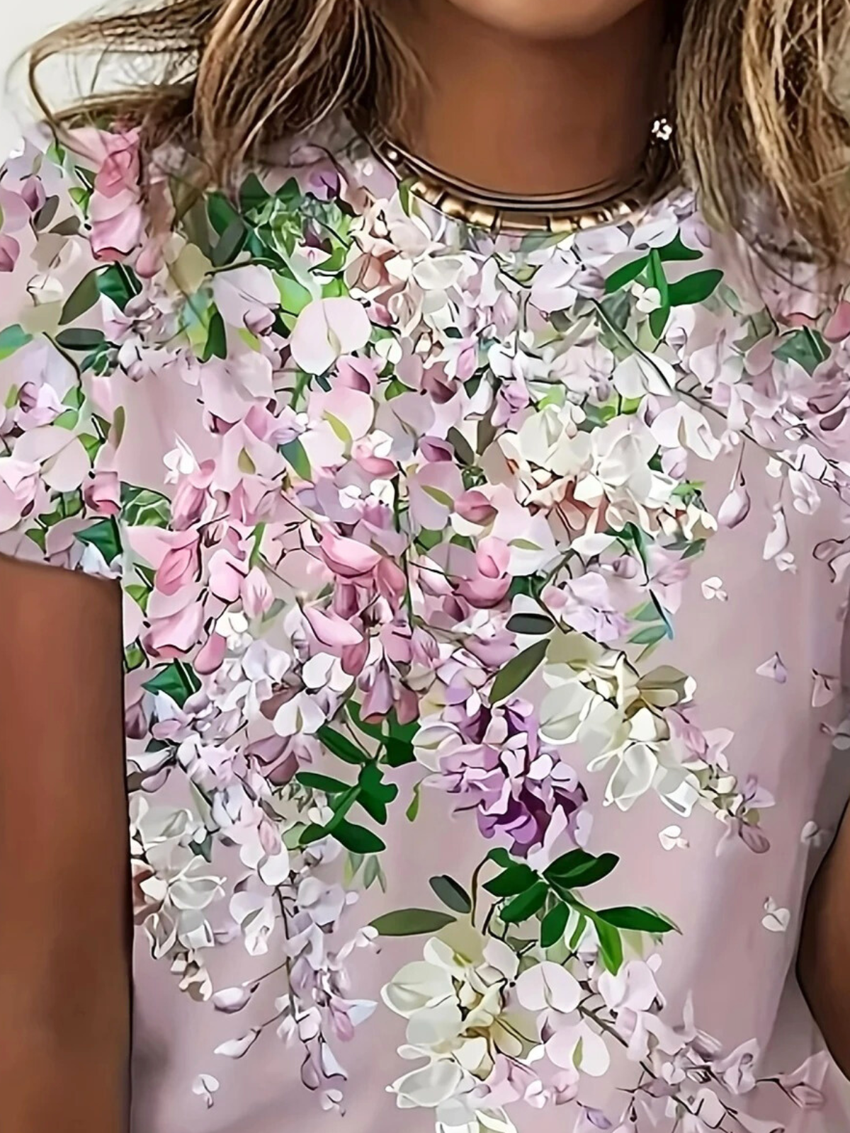 Women Floral Short Sleeve Tee T-shirt Crew Neck Casual Summer Top