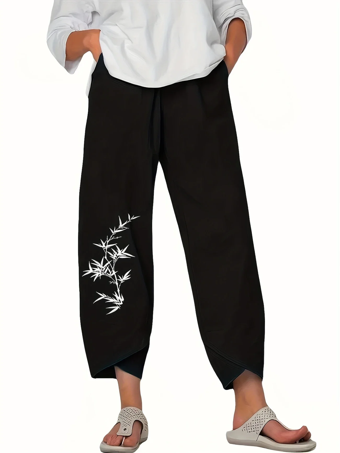 Women Floral Capris Pant Casual Summer Trousers