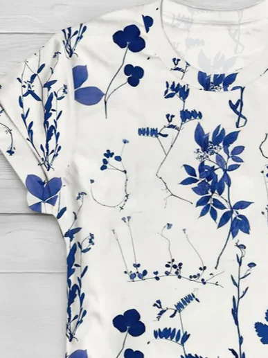 Women Floral Short Sleeve Tee T-shirt Crew Neck Printing Casual Summer Graphic Tee Top