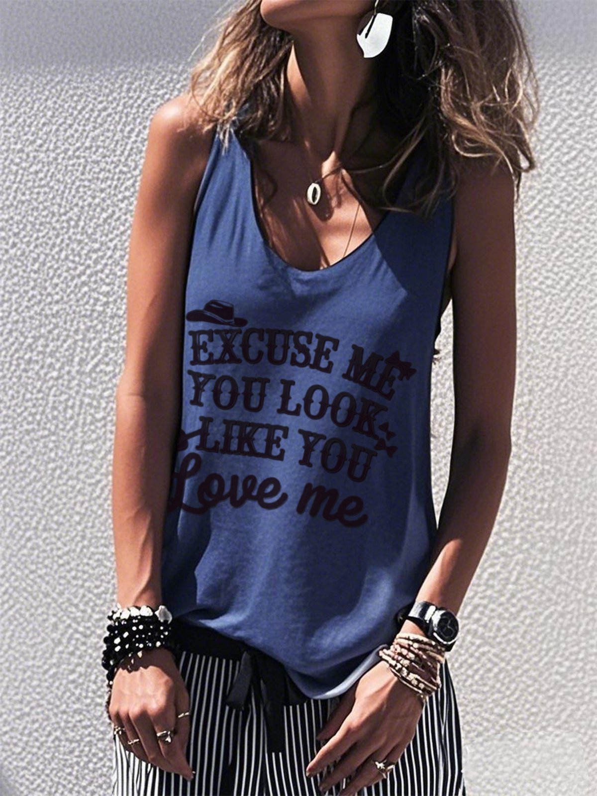 Women Sleeveless Tank Top Camisole Summer Wild West U-Neck Holiday Casual Top