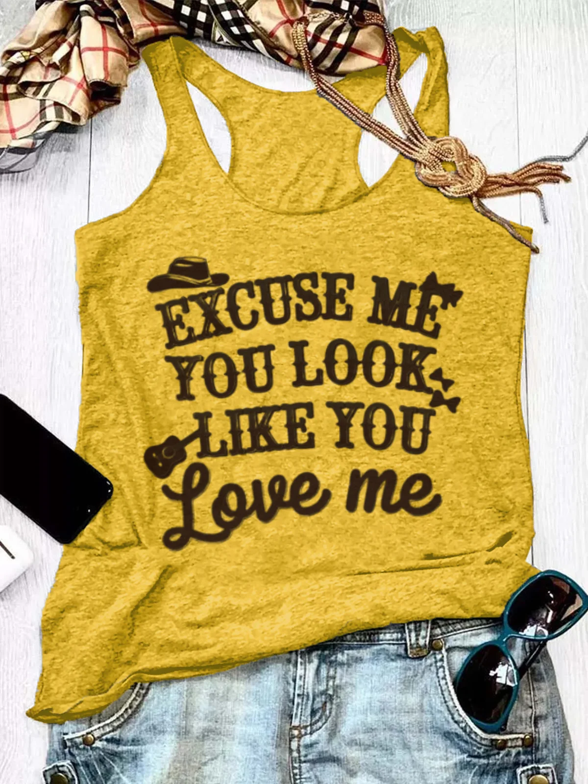 Women Sleeveless Tank Top Camisole Summer Wild West U-Neck Holiday Casual Top