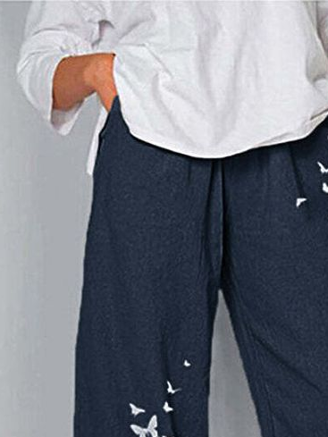 Women Floral Capris Pant Casual Summer Trousers