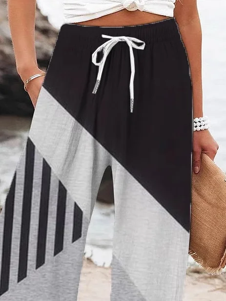 Women Striped Long Pant Casual Spring/Fall Trousers