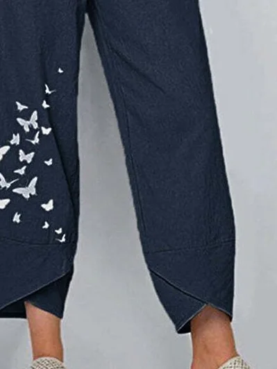 Women Floral Capris Pant Casual Summer Trousers