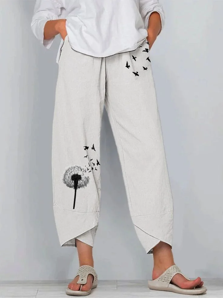 Women Floral Capris Pant Casual Summer Trousers