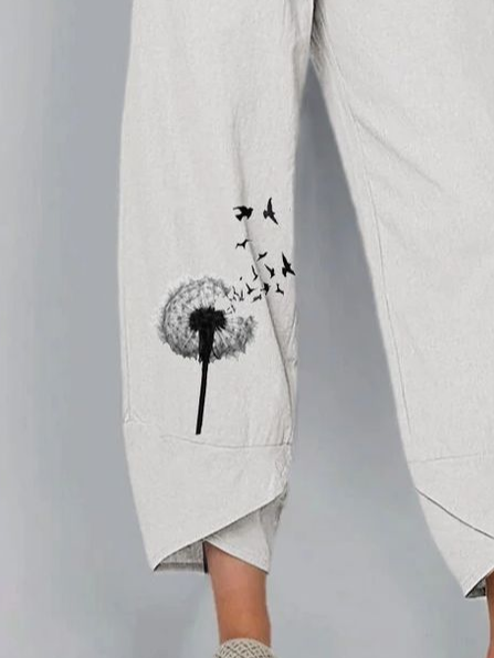 Women Floral Capris Pant Casual Summer Trousers