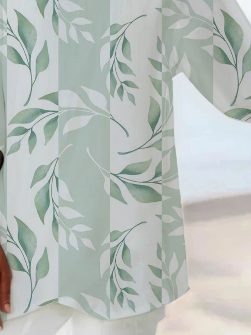 Women Floral Short Sleeve Shirt Summer Printing V Neck Daily Casual Top