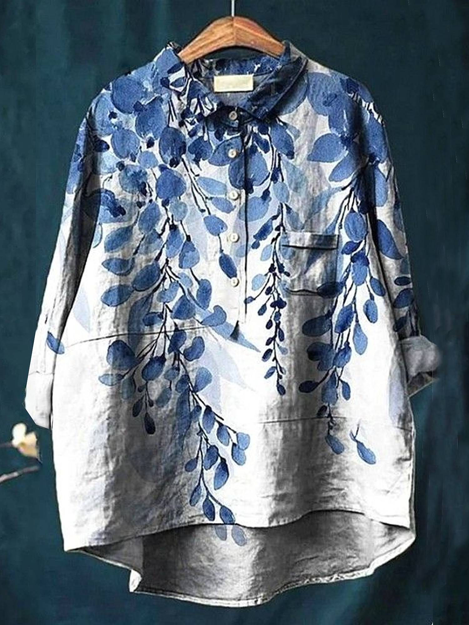 Women Floral Long Sleeve Shirt Spring/Fall Printing Shirt Collar Daily Casual Top