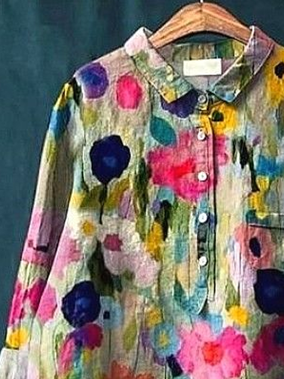 Women Floral Long Sleeve Shirt Spring/Fall Printing Shirt Collar Daily Casual Top