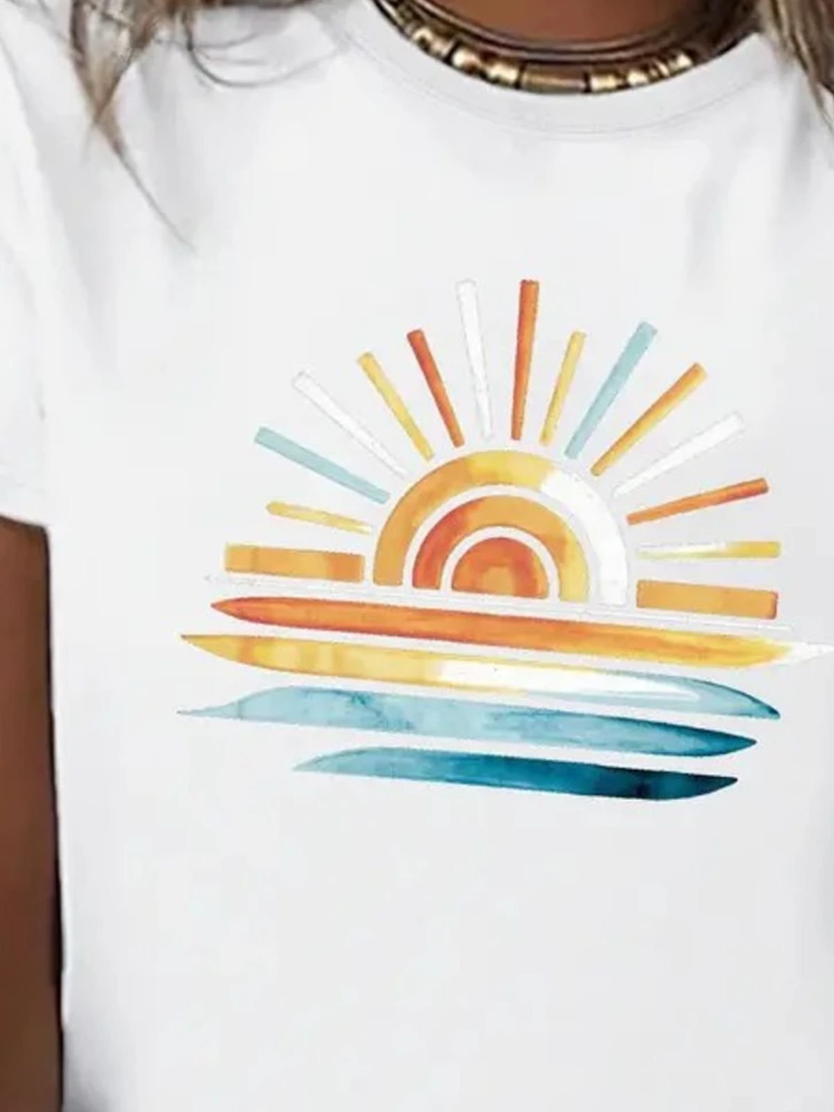 Women Sun Short Sleeve Tee T-shirt Crew Neck Casual Summer Top